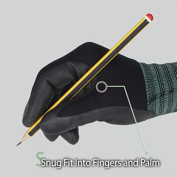 DEX FIT Premium Nylon Nitrile Work Gloves FN320, 1 Pair, 3D-Comfort Stretchy Fit, Firm Grip, Thin & Lightweight, Durable, Breathable & Cool, Machine Washable; Black 7 (S) - Image 2