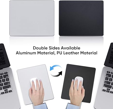 JEDIA Mouse Pad, Silver Premium Hard Metal Aluminum Mousepad, Double Side Waterproof Ultra Smooth Mouse Pad for Fast and Accurate Mouse Control for Office and Gaming, 9.4 x 7.9inch - Image 6