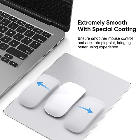 JEDIA Mouse Pad, Silver Premium Hard Metal Aluminum Mousepad, Double Side Waterproof Ultra Smooth Mouse Pad for Fast and Accurate Mouse Control for Office and Gaming, 9.4 x 7.9inch - Image 2