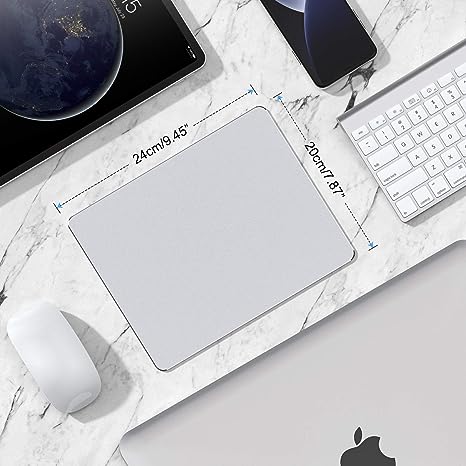 JEDIA Mouse Pad, Silver Premium Hard Metal Aluminum Mousepad, Double Side Waterproof Ultra Smooth Mouse Pad for Fast and Accurate Mouse Control for Office and Gaming, 9.4 x 7.9inch - Image 3