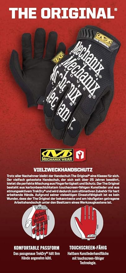 Mechanix Wear: The Original Work Glove with Secure Fit, Synthetic Leather Performance Gloves for Multi-Purpose Use, Durable, Touchscreen Capable Safety Gloves for Men (Red, Medium) - Image 3