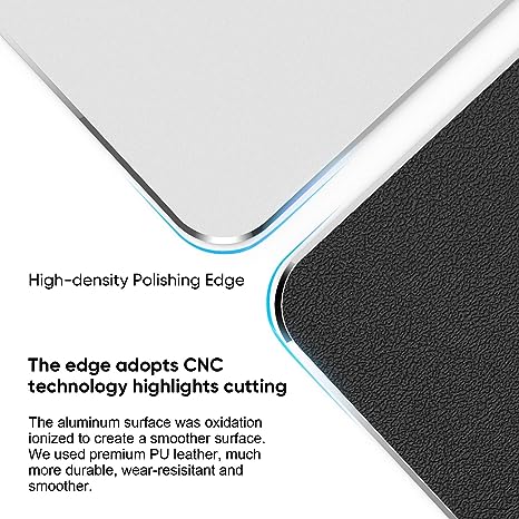 JEDIA Mouse Pad, Silver Premium Hard Metal Aluminum Mousepad, Double Side Waterproof Ultra Smooth Mouse Pad for Fast and Accurate Mouse Control for Office and Gaming, 9.4 x 7.9inch - Image 5