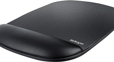 StarTech.com Mouse Pad with Hand Rest, 6.7x7.1x0.8in (17x18x2cm), Ergonomic Mouse Pad with Wrist Support, Desk Wrist Pad w/Non-Slip PU Base, Cushioned Gel Mouse Pad w/Palm Rest (B-Ergo-Mouse-PAD)