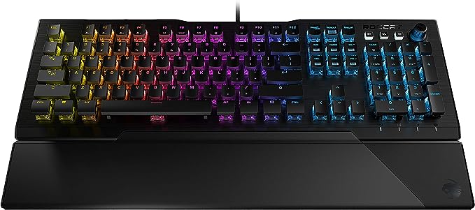 ROCCAT Vulcan 121 AIMO Linear Mechanical Titan Switch Full-size PC Gaming Keyboard with Per-key AIMO RGB Lighting, Anodized Aluminum Top Plate and Detachable Palm Rest – Black