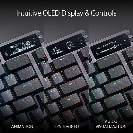 ASUS ROG Azoth 75% Wireless DIY Custom Gaming Keyboard, OLED Display, Three-Layer Dampening, Hot-Swappable ROG NX Red Switches & Keyboard Stabilizers, PBT Keycaps, RGB-Black - Image 4