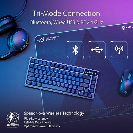 ASUS ROG Azoth 75% Wireless DIY Custom Gaming Keyboard, OLED Display, Three-Layer Dampening, Hot-Swappable ROG NX Red Switches & Keyboard Stabilizers, PBT Keycaps, RGB-Black - Image 5